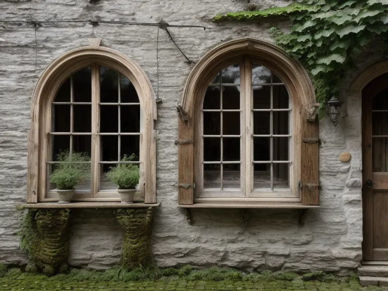 Blick aus einem Altbaufenster auf einen ruhigen Hinterhof mit einem Steinbrunnen in Regensburg.
