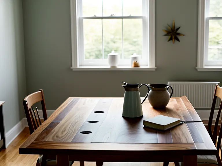 Ein Regal mit Kinderzeichnungen und einer Teetasse in einer Regensburger Altbauwohnung.