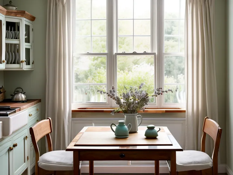 Eine Lavendelvase auf einer Fensterbank mit Blick in einen ruhigen Regensburger Hinterhof.